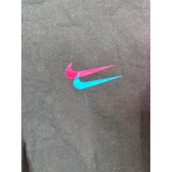 Nike Mens Colorblock Double Swoosh Graphic T-Shirt Black Blue Pink Small - Picture 4 of 6